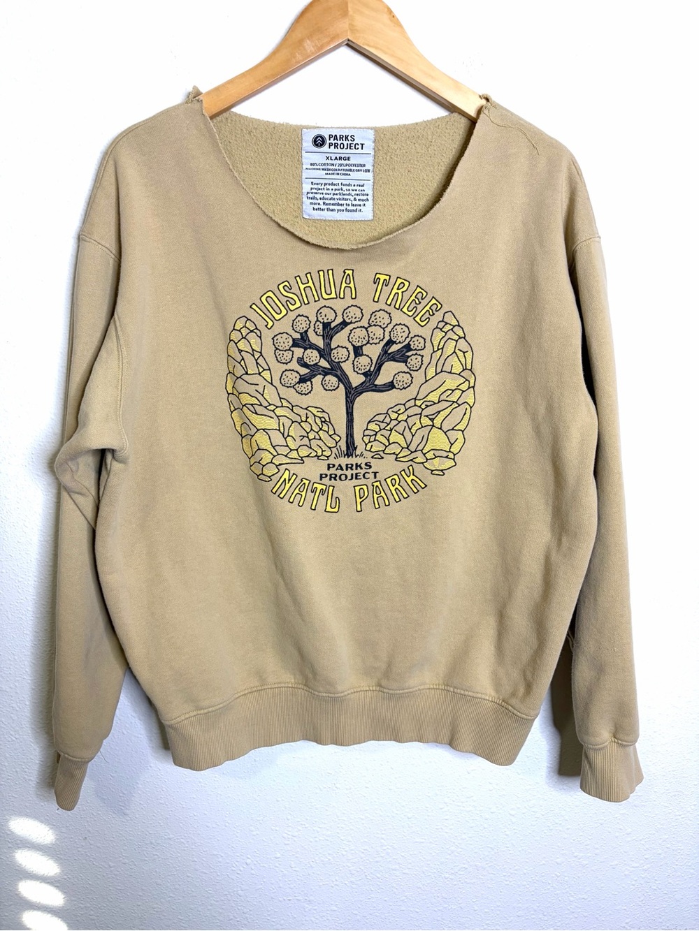Parks Project Women’s Joshua Tree Graphic Crewneck Tan upcycled XL sweatshirt